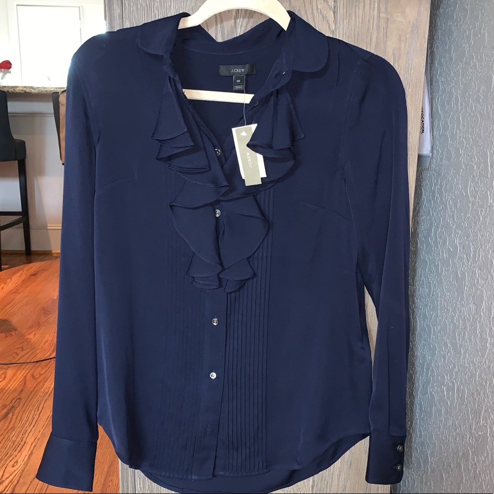 J Crew Ruffle Button-up Top - NWT, never worn!